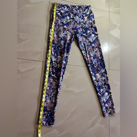 LuLaRoe OS Leggings Floral Purple Teal one size elastic waist - Picture 8 of 16